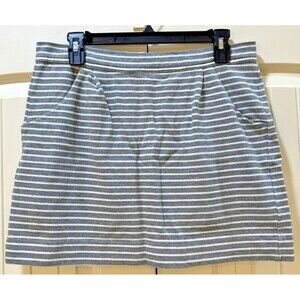 Gap Gray Pleated Heavyweight Striped Mini Skirt 15" Women's Sz M
